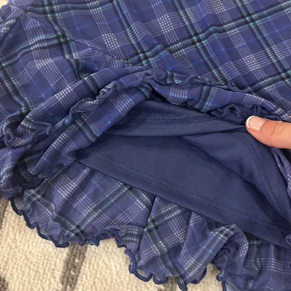 NWT Plaid Mesh Mini Skirt Sz L - Blue - Picture 5 of 5